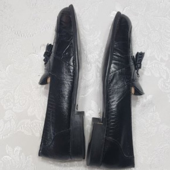 Men's Stacy Adams Black Snakeskin and Leather Tassel Slip-on Dress Loafer - Picture 4 of 12